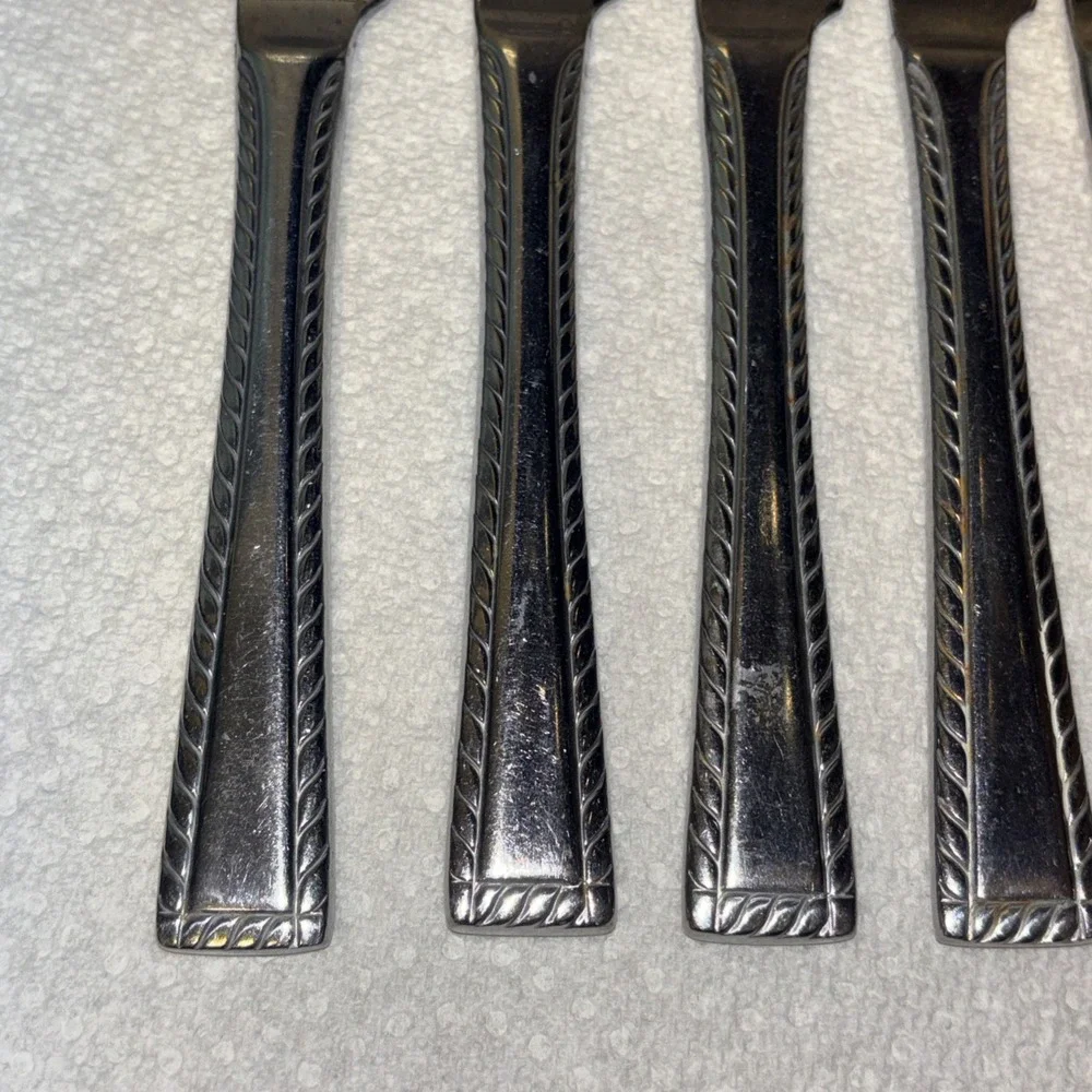 Dinner Knives Solid Oneida PANACHE Stainless Rope Trim Flatware Knives Lot Of 8